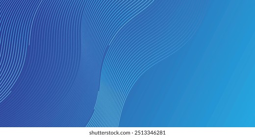 Fundo abstrato futurista com onda brilhante. Elemento de design de linhas móveis brilhantes. Moderno gradiente azul fluindo linhas de onda. Conceito tecnológico. eps 10