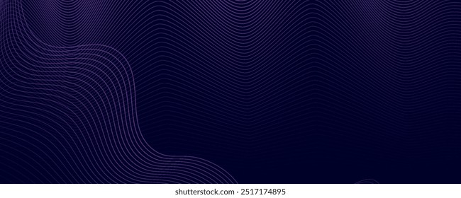 Futuristic abstract background with glowing wave. Shiny moving lines design element. Modern purple blue gradient flowing wave lines. Future technology concept. Vector illustration 