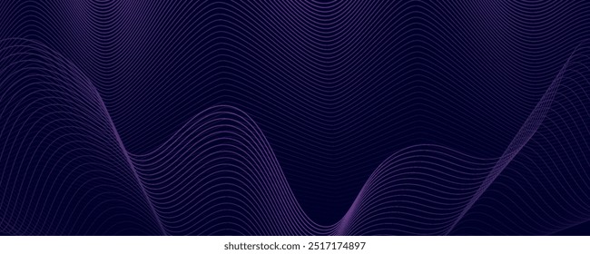 Futuristic abstract background with glowing wave. Shiny moving lines design element. Modern purple blue gradient flowing wave lines. Future technology concept. Vector illustration 