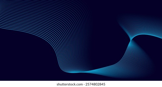 Futuristic abstract background with glowing wave. Shiny moving lines design element. Modern blue gradient flowing wave lines.