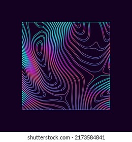 Futuristic abstract background with holographic flowing lines on a dark background. Op-art style vector illustration.