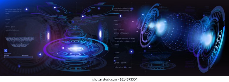 Futuristic abstract background of the HUD user interface screen. Innovation techno background. Advanced technologies and communications. Virtual reality interface HUD