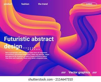 Futuristic abstract background. Abstract landing page template. Creative vector concept.  Trendy rainbow gradient  for wave poster, flyer.