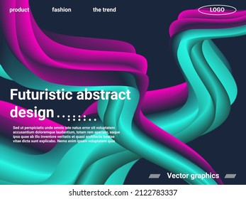 Futuristic abstract background. Abstract landing page template. Futuristic concept.  Trendy rainbow gradient  for wave poster, flyer.