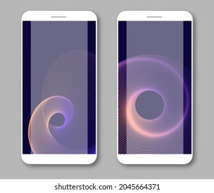 Futuristic abstract background with line swirl, template for mobile interface. Modern design with luminous element