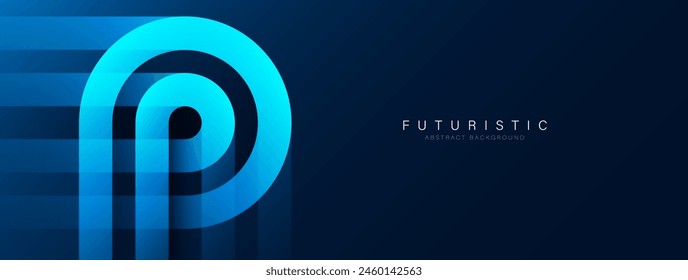 Fondo abstracto futurista. Diseño moderno de líneas redondeadas brillantes azules. Gráfico de conexión geométrica. Concepto de tecnología futura. Traje para el negocio, Sitio web, corporativo, folleto, Anuncio, cubierta