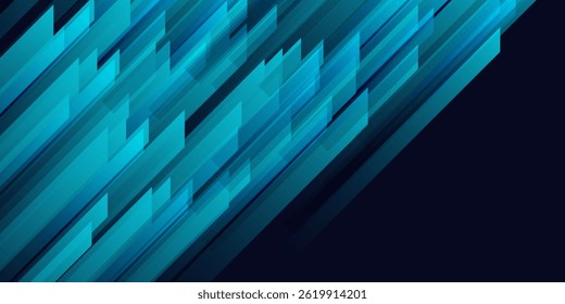 Futuristic abstract background. Modern diagonal geometric shapes. Blue gradient dynamic lines. Horizontal banner template with space for your text. Vector illustration 