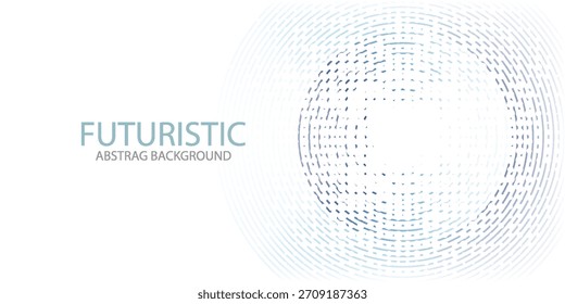 Futuristischer abstrakter Hintergrund. Bewegte konzentrische Kreise. Modernes hellblaues Kreisdesign auf weißem Hintergrund.