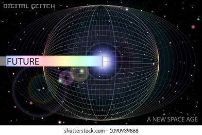 futuristic abstract background, quantum space exploration and technology vector poster