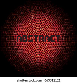 Futuristic abstract background with red mosaic and inscription.