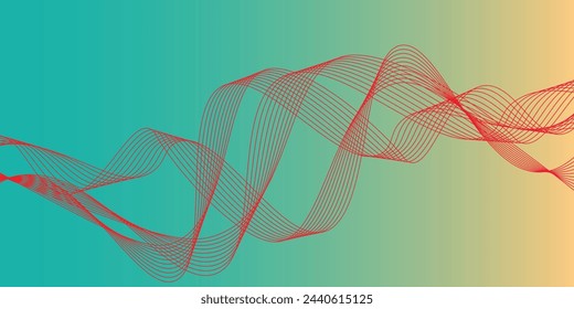 Futuristic abstract background with shining waves. Shiny moving lines design element. Modern red blue gradient flowing wave lines.