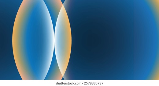 Futuristic Abstract Background with Smooth Vertical Curved Oval Blue and Brown Overlapping and Intersecting Gradient Shapes. A Minimal and Modern Digital Design, Perfect for Technology, Science
