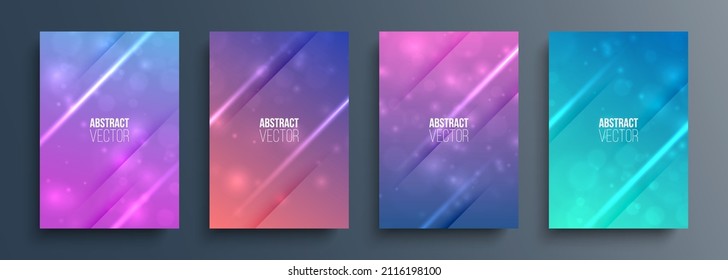 Fondo abstracto futurista con gradiente de color suave, líneas dinámicas y efecto bokeh para su diseño gráfico. Ilustración vectorial.