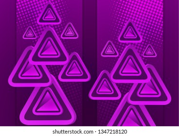 Futuristic abstract background template with arrows from triangles. Bright geometric design elements for banner, poster, business card. Vector illustration