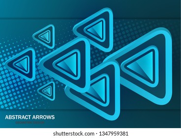 Futuristic abstract background template with arrows from triangles. Bright geometric design elements for banner, poster, business card. Vector illustration - Powered by Shutterstock - Get 15% off with code: PIKWIZARD15