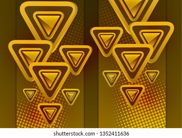 Futuristic abstract background template with arrows from triangles. Bright geometric design elements for banner, poster, business card. Vector illustration