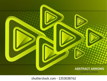 Futuristic abstract background template with arrows from triangles. Bright geometric design elements for banner, poster, business card. Vector illustration