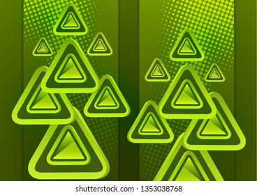 Futuristic abstract background template with arrows from triangles. Bright geometric design elements for banner, poster, business card. Vector illustration