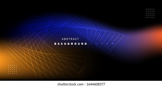futuristic abstract background template with triangle shapes, Neon glowing techno lines