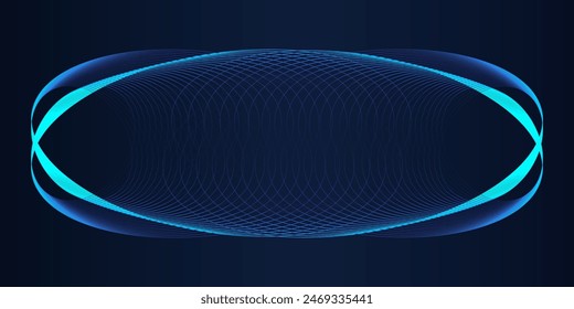 Fondo abstracto futurista. Vector brillante curvado líneas de luz ondas. Marco redondo dinámico que fluye en los colores verdes azules en el concepto tecnológico futuro de la tecnología de la IA, comunicación, 5G, ciencia