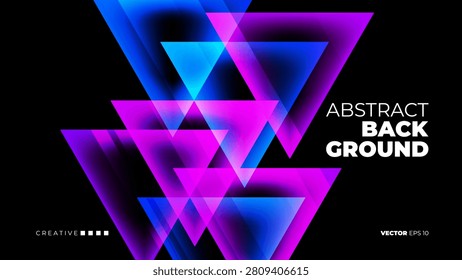 Futuristic Abstract Background. Vibrant colored triangle shapes. Bright blurred neon gradient light effect for creative graphic designs. Vector illustration.