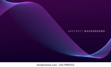 Fondo abstracto futurista Color violeta con ondas de líneas. Fondo del concepto de tecnología de color púrpura. Idóneo para carteles, fondos de pantalla, carteles, portadas.