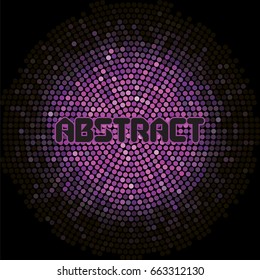 Futuristic abstract background with violet mosaic and inscription.