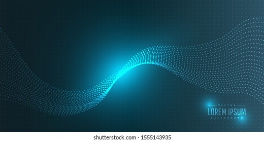 Futuristic abstract background. Wave dot lines with glowing for design elements in concept technology, modern, science.Vector Illustration.Eps10  
