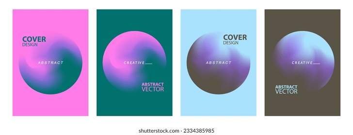 Fondos abstractos futuristas con esferas de degradado de color para el diseño gráfico creativo. Formas redondeadas borrosas. Conjunto de plantillas de portada. Ilustración vectorial.