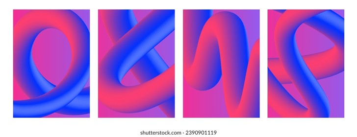 Futuristic abstract backgrounds with dynamic 3d curved red and blue gradient shapes for creative graphic design. Vector illustration.