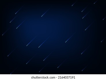 El concepto de banner abstracto futurista con un patrón de lluvia en caída brillante sobre fondo azul oscuro. 