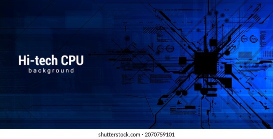 Banner abstracto futurista Cyber Pay con sistema de procesador de alta tecnología con inteligencia artificial integrada. CPU futurista con HUD. El concepto de compra en línea. Vector Cyber Pay con CPU AI. Vecto