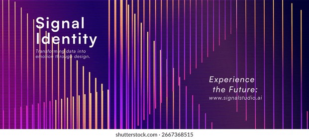 Anuncio abstracto futurista con ondas de gradiente brillantes, líneas circulares vibrantes y una textura de cuadrícula digital. Ideal para presentaciones de tecnología, encabezados de Web o imágenes de marca de interfaz de usuario o UX.