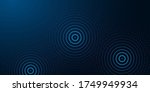 Futuristic abstract banner with abstract water rings, ripples on dark blue background. Modern design vector illustration. 