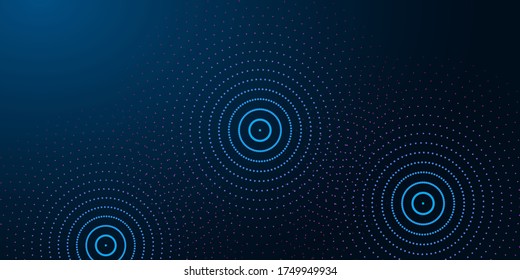 Futuristic abstract banner with abstract water rings, ripples on dark blue background. Modern design vector illustration. 