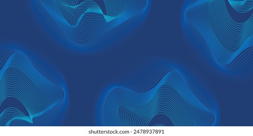 Futuristic abstract blue background with glowing geometric lines. Modern shiny blue rounded lines pattern. Suit for poster, banner, brochure, presentation, website, flyer. Vector ilustration