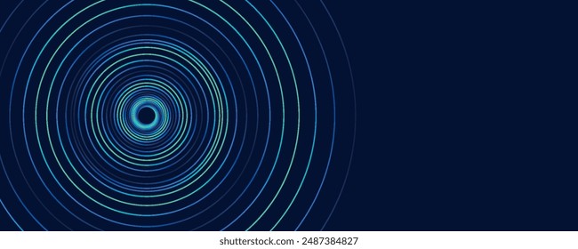 Futuristischer abstrakter blauer Hintergrund mit glühenden geometrischen Linien. Moderne glänzend blaue abgerundete Linien Muster. Anzug für Plakat, Banner, Prospekt, Präsentation, Website, Flyer. Vektorgrafik