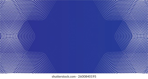 Futuristic abstract blue background with overlap layer. Modern geometric hexagon lines design elements. Glowing white lines. Modern geometric lines