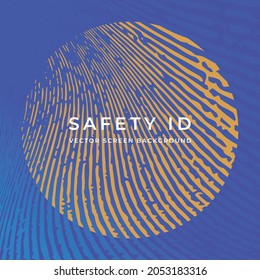 Futuristic abstract blue background. Vector linear texture of security app design. Safety fingerprint concept. Gradient grid for app screen, web banner. Hi-tech line pattern. Striped textured backdrop