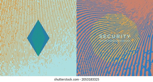 Fondo azul abstracto futurista. Textura lineal vectorial del diseño de aplicaciones de seguridad. Concepto de huellas dactilares de seguridad. Cuadrícula de degradado para pantalla de aplicación, banner web. Patrón de línea de alta tecnología. Fondo texturizado a rayas