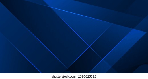 Futuristic abstract blue geometric background with glowing lines and overlapping transparent shapes. Modern digital design perfect for technology, business, and innovation concepts.