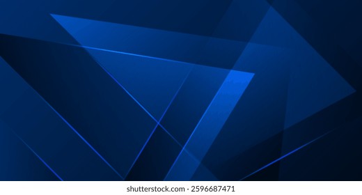 Futuristic abstract blue geometric background with glowing lines and overlapping transparent shapes. Modern digital design perfect for technology, business, and innovation concepts.