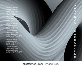 Fondo volumétrico brillante abstracto futurista. Olas corporales, cuerdas. Marco creativo y moderno. Diseño de portada, fondo de pantalla. VectorEPS.