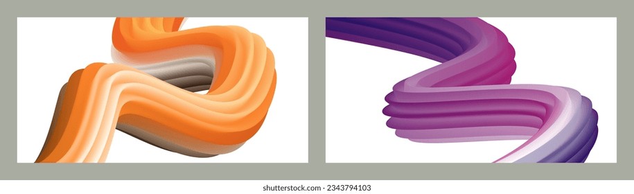 Fondo volumétrico brillante abstracto futurista. Olas, líneas. Marco creativo y moderno. Conjunto de dos cubiertas. Diseño de carátula, papel de pared, EPS vectoriales en segundo plano