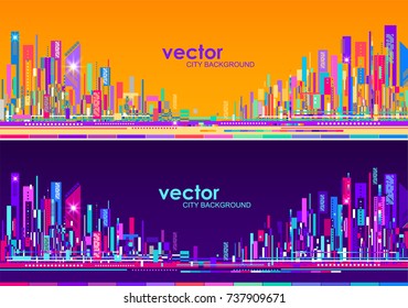 Futuristic abstract City skylines, at day and night