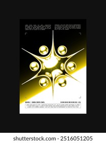 Futuristic Abstract Cyberpunk Poster Design. Y2K Neon-lit geometric shapes, Silver Chrome, 2000s, shiny metallic surface, high-tech, sci-fi aesthetic.