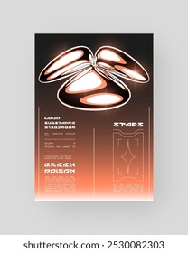 Futuristic Abstract Cyberpunk Poster Design. Y2K Neon-lit geometric shapes, Silver Chrome, 2000s, shiny metallic surface, high-tech, sci-fi aesthetic.	