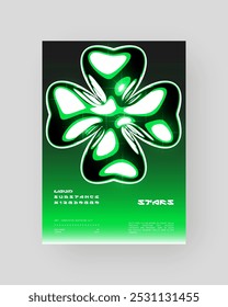 Futuristic Abstract Cyberpunk Poster Design. Y2K Neon-lit geometric shapes, Silver Chrome, 2000s, shiny metallic surface, high-tech, sci-fi aesthetic.