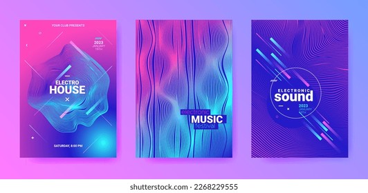 Futuristic Abstract Dance Poster. Electronic Sound Flyer. Techno