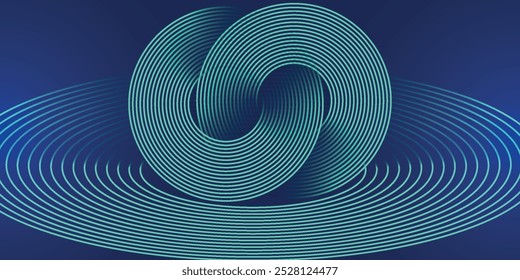 Futuristic abstract dark blue horizontal banner background. Glowing blue circle lines design. Swirl circular lines element. Future technology concept. Space for your text. modern.